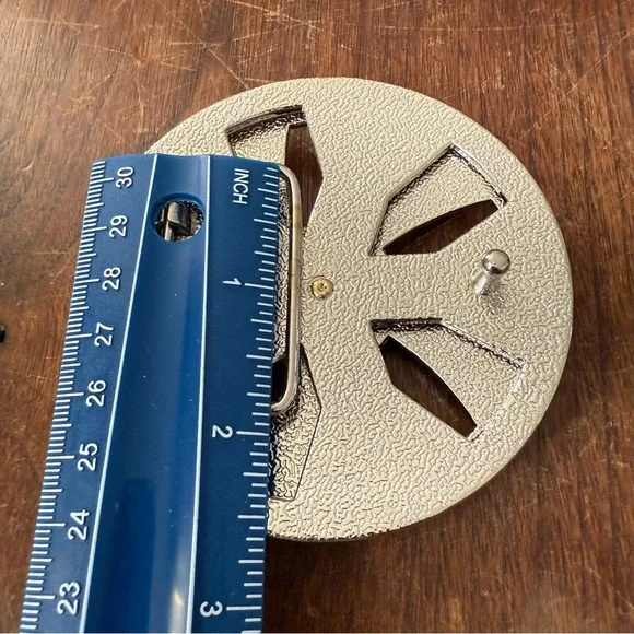 Y2K Spinner Cross Belt Buckle Silver Tone Chrome Rhinestone Metal Industrial l - Picture 10 of 10